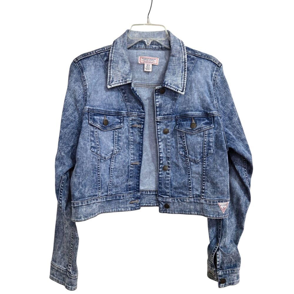 Vintage 80s Guess Jeans Acid Wash Denim Trucker Jacket Womens M Grunge country